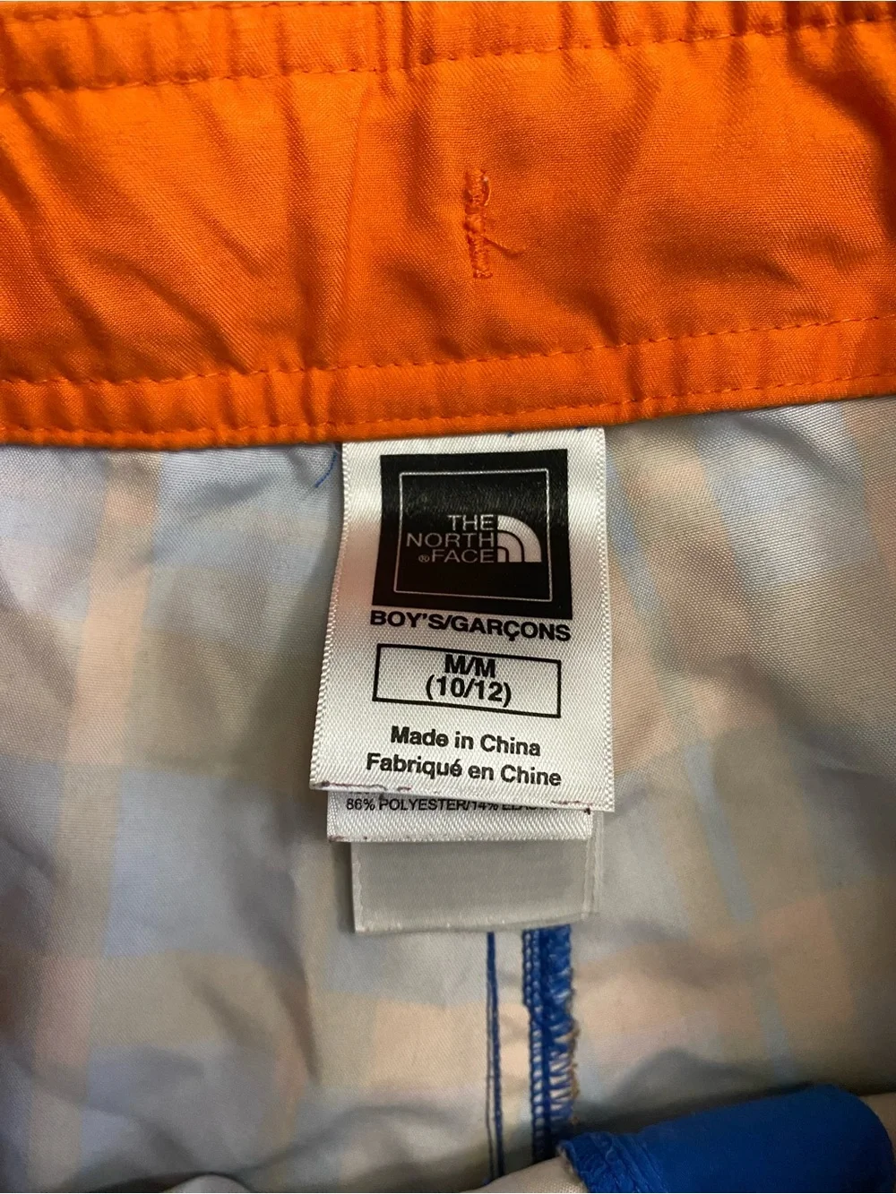 The North Face Orange & Blue Plaid Boys Swim Shorts
